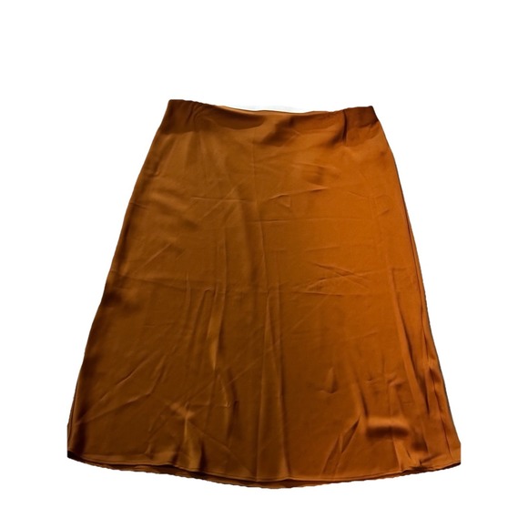 Worthington Roasted Pecan Satin Midi Skirt Womens 16W NWT Brown A-Line Elastic - Picture 1 of 6